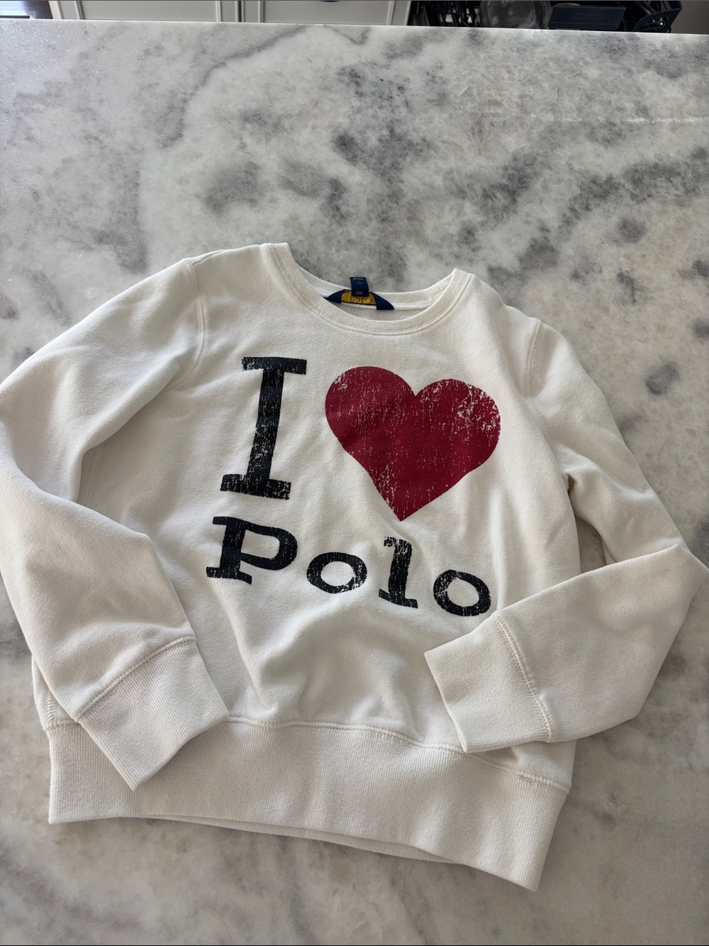 Ralph Lauren White Sweatshirt with Red Heart "I ♥ Polo"
